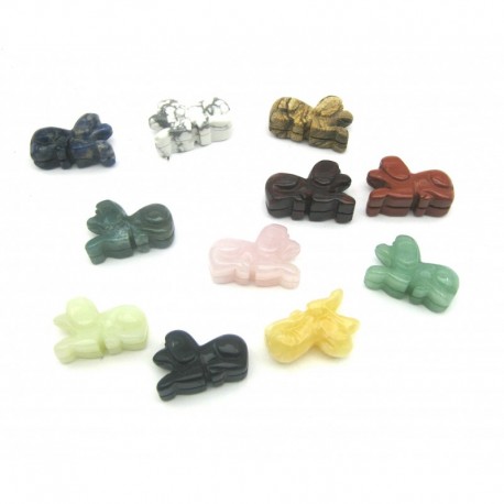 Tiergravur Hund 25 mm aus Schmuckstein Set mit 11 Stück