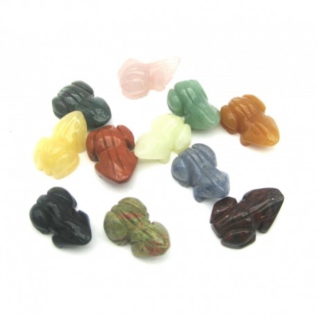 Tiergravur Frosch 25 mm aus Schmuckstein Set mit 11 Stück