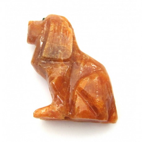 Tiergravur Hund Calcit Feuercalcit 6 cm