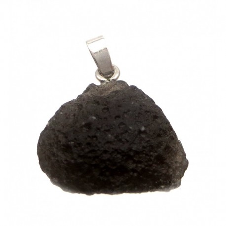 Rohstein-Anhänger Tektit Cintamani rauchbraun 2-2,5 cm mit Silberöse