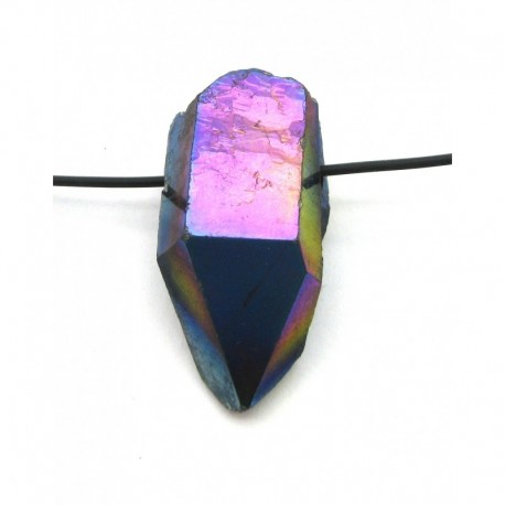 Rohstein gebohrt Aqua Aura dunkel Bergkristall behandelt 2 - 3 cm