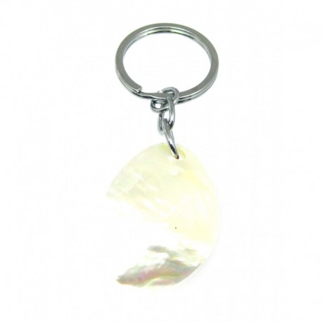 Schlüsselanhänger Perlmutt weiß 3-4 cm