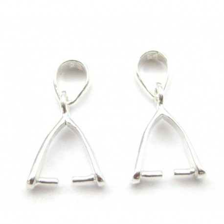 Basis Clip Schlaufe für frontgebohrte Steine ca 10 x 15 mm 925er Silber VE 2 Stück