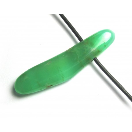 Trommelstein gebohrt Chrysopras AA länglich 4-6 cm