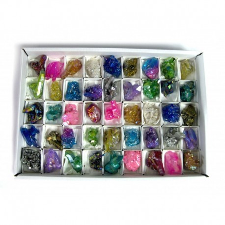 Bergkristall Gruppen behandelt farbig 4 cm VE 45 Stück