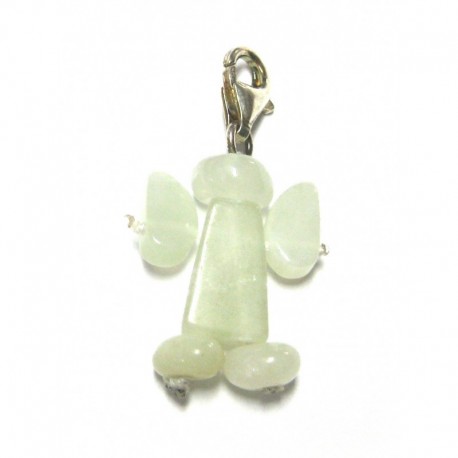 Charm Schutz-Engel Serpentin grün 3 cm mit 925er Silber-Karabiner