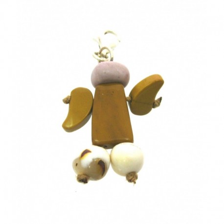 Charm Schutz-Engel Mookait 3 cm mit 925er Silber-Karabiner