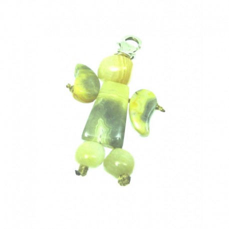 Charm Schutz-Engel Achat Crazy Lace 3 cm mit 925er Silber-Karabiner