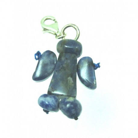 Charm Schutz-Engel Sodalith 3 cm mit 925er Silber-Karabiner