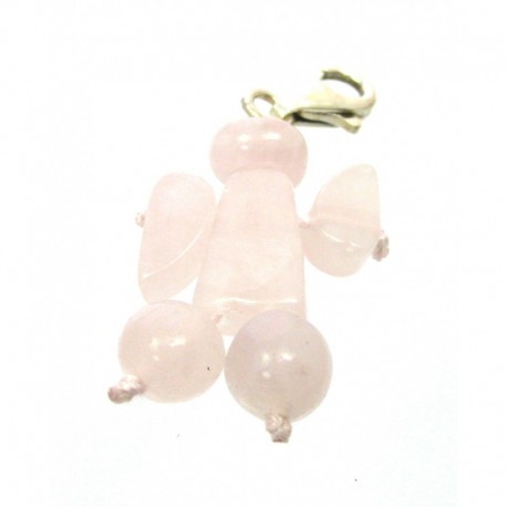 Charm Schutz-Engel Rosenquarz 3 cm mit 925er Silber-Karabiner
