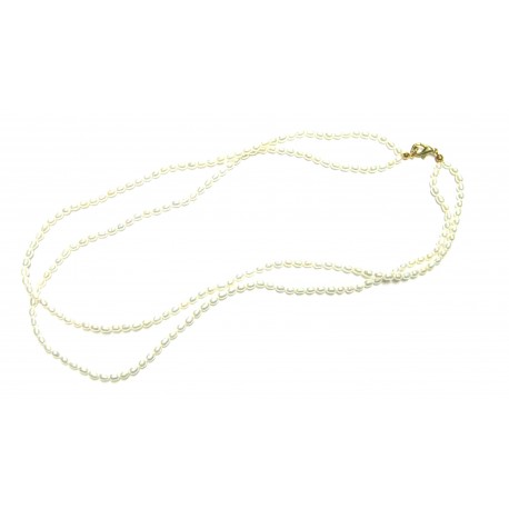 Kette Perlenkette Süßwasserzuchtperle 2-reihig 3x6 mm ca. 45 - 50 cm lang