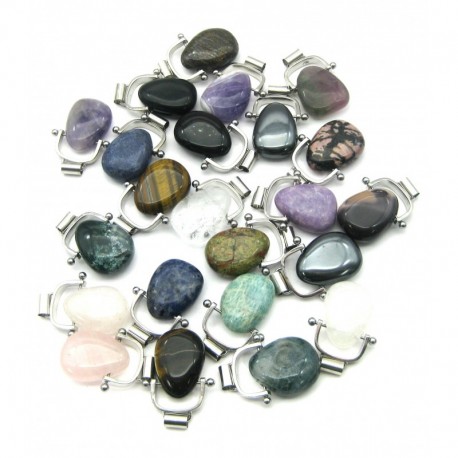 Set Wechselbogen Messing silberfarben mit Steinen 25 Stück