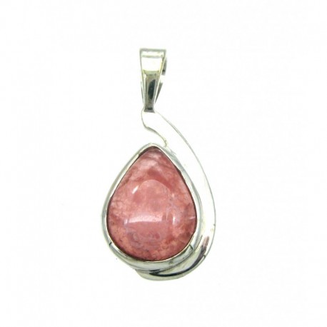 Anhänger Rhodochrosit Tropfen, 18x29 mm, feste Öse, Schlaufenform, 925er Silber