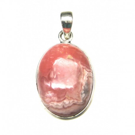 Anhänger Rhodochrosit Oval 19x36 mm, 925er Silber