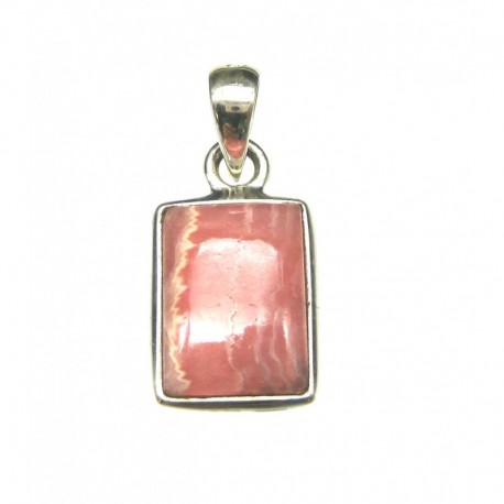 Anhänger Rhodochrosit Rechteck, 15x24 mm, 925er Silber