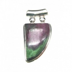 Anhänger Zoisit (Anyolith) mit Rubin Freeform, 18x35 mm, Pipe, 925er Silber