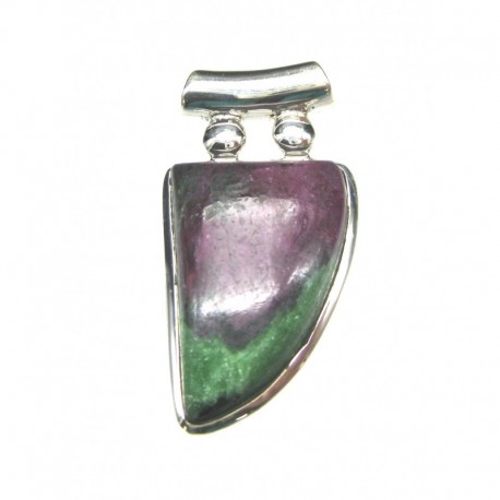 Anhänger Zoisit (Anyolith) mit Rubin Freeform, 18x35 mm, Pipe, 925er Silber