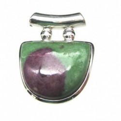 Anhänger Zoisit (Anyolith) mit Rubin Freeform, 24x30 mm, Pipe, 925er Silber