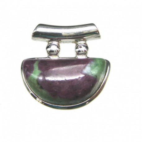 Anhänger Zoisit (Anyolith) mit Rubin Freeform, 24x24 mm, Pipe, 925er Silber