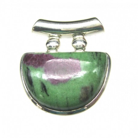 Anhänger Zoisit (Anyolith) mit Rubin Freeform, 25x28 mm, Pipe, 925er Silber