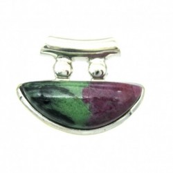 Anhänger Zoisit (Anyolith) mit Rubin Freeform, 27x21 mm, Pipe, 925er Silber