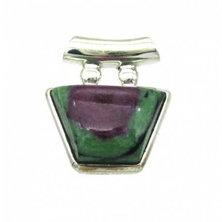 Anhänger Zoisit (Anyolith) mit Rubin Trapez, 20x24 mm, Pipe, 925er Silber