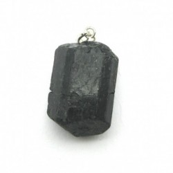 Kristall-Anhänger Turmalin schwarz 2 cm 925er Silber-Öse