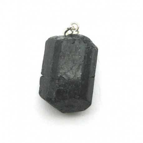 Kristall-Anhänger Turmalin schwarz 2 cm 925er Silber-Öse