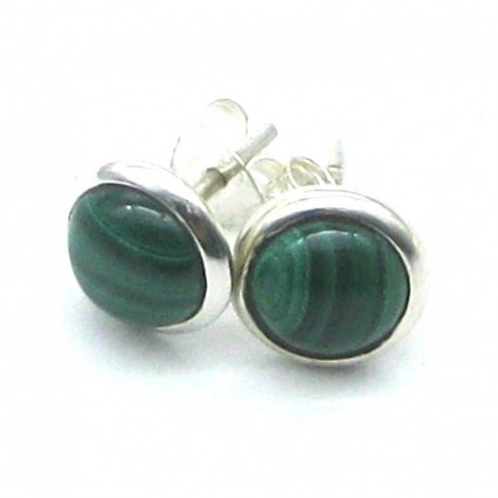 Ohrstecker Malachit stabilisiert Cabochon 6 mm 925er Silber