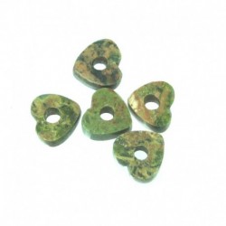 5er Set Anhänger Mini Herz Unakit Epidot 6x7 mm