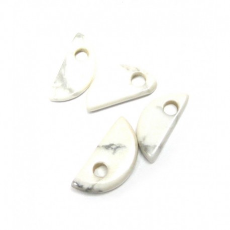 4er Set Anhänger Mini Halbmond gerade Magnesit 13x6 mm