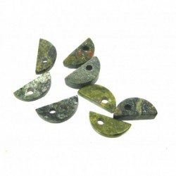 8er Set Anhänger Mini Halbmond gerade Unakit und Serpentin 13x6 mm