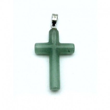 Anhänger Kreuz rund Aventurin Aventurinquarz grün 2 x 3 cm mit Öse