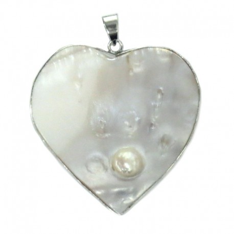 Anhänger Muschel Perlmutt Rivershell Herz 5 cm