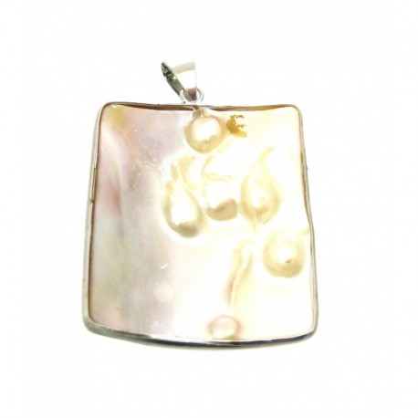 Anhänger Muschel Perlmutt Rivershell Rechteck 5 cm