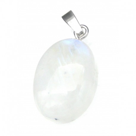 Anhänger Cabochon oval 1 - 1,5 cm Labradorit weiß mit 925er Silber-Öse