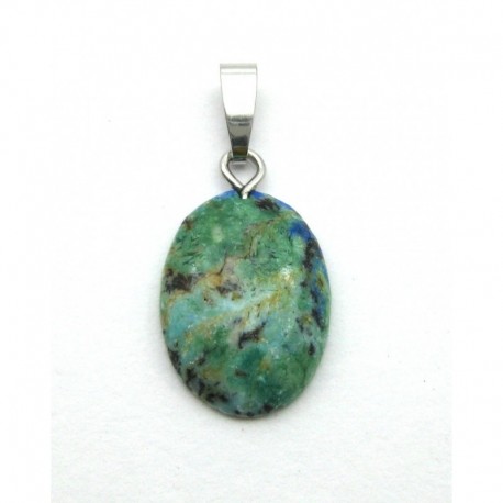 Anhänger Cabochon oval 1 - 1,5 cm Azurit-Malachit stabilisiert mit 925er Silber-Öse