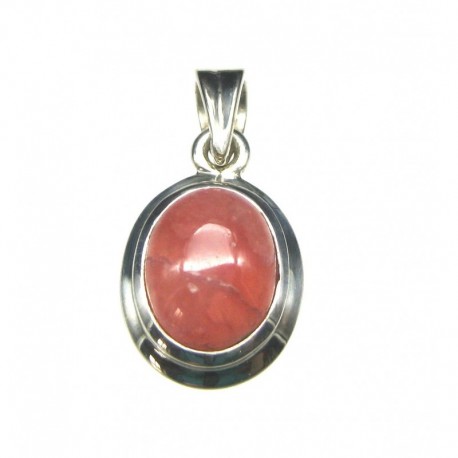 Anhänger Rhodochrosit Oval, 13x24 mm, 925er Silber