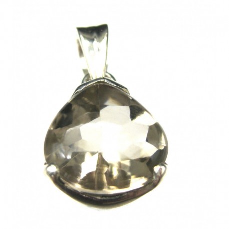 Anhänger Rauchquarz Tropfen, 13x24 mm, Krampenfassung, 925er Silber
