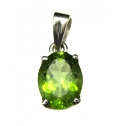 Anhänger Peridot facettiert Oval, 8x20 mm, Krampenfassung, 925er Silber