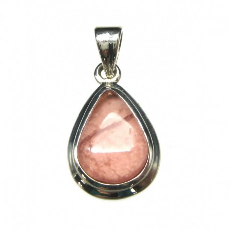 Anhänger Rhodochrosit Tropfen, 12x24 mm, 925er Silber