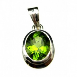 Anhänger Peridot facettiert Oval, 11x23 mm, 925er Silber