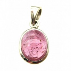 Anhänger Turmalin rot Oval, 13x24 mm, 925er Silber