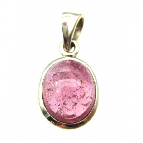 Anhänger Turmalin rot Oval, 13x24 mm, 925er Silber