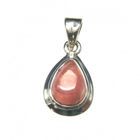 Anhänger Rhodochrosit Tropfen, 10x21 mm, 925er Silber