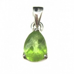 Anhänger Peridot facettiert Tropfen, 7x18 mm, Krampenfassung, 925er Silber