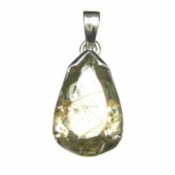 Anhänger Rutilquarz facettiert Tropfen, 15x33 mm, Krampenfassung, 925er Silber