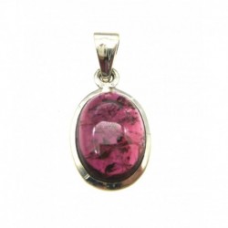 Anhänger Turmalin dunkelrot Oval, 12x25 mm, 925er Silber