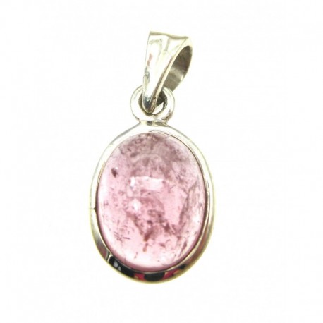 Anhänger Turmalin hellrot Oval, 11x23 mm, 925er Silber