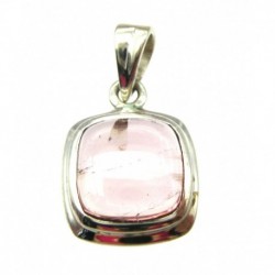 Anhänger Turmalin hellrot Quadrat abgerundet, 14x23 mm, 925er Silber